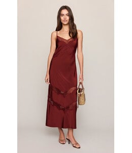 Z SUPPLY Bruna Lace Inset Midi Dress Red