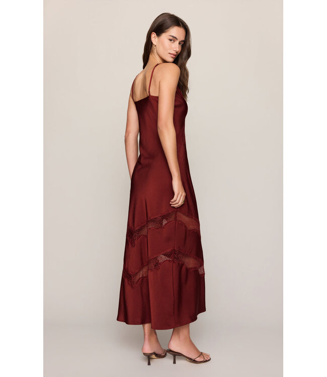 Z SUPPLY Bruna Lace Inset Midi Dress Red