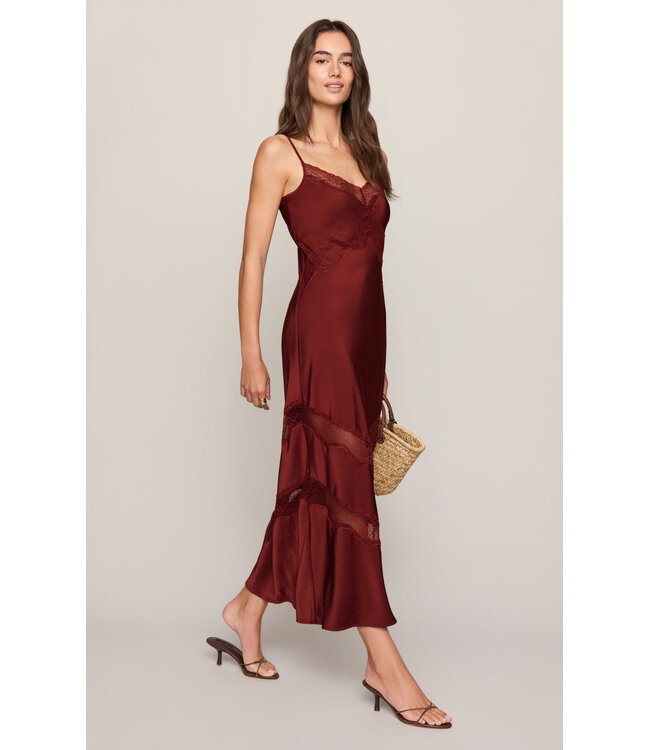 Z SUPPLY Bruna Lace Inset Midi Dress Red