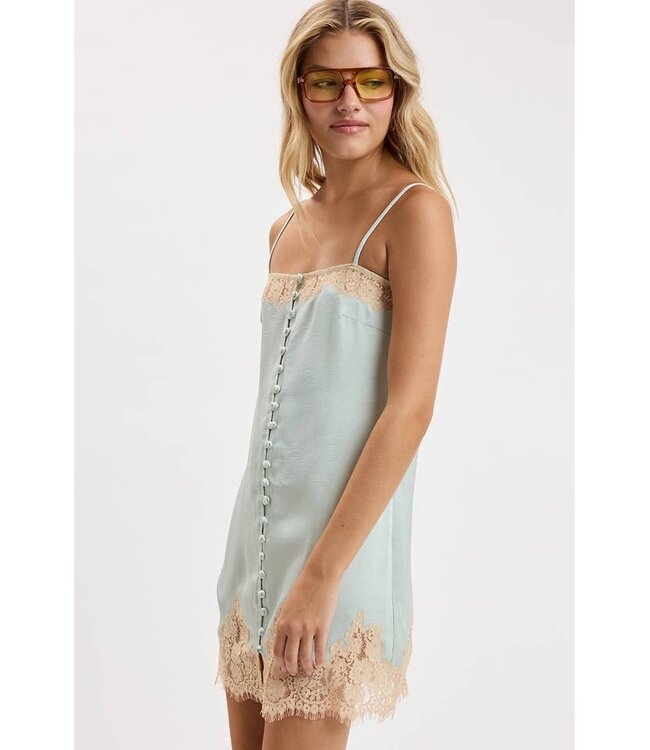 SKY TO MOON The Elsa Lace Trim Dress Blue