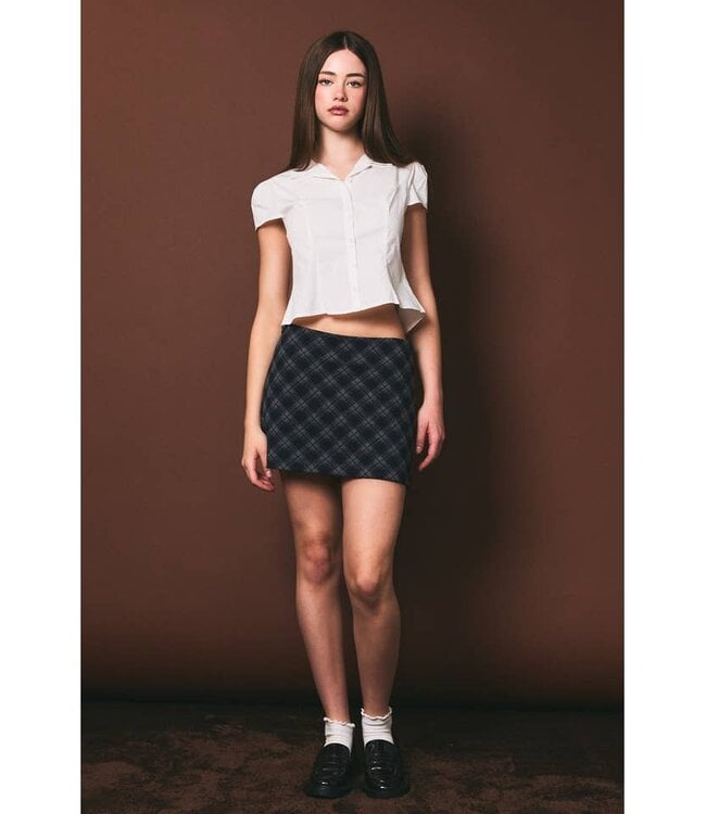 LE LIS Plaid Mini Skort Blue