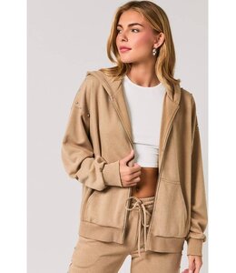 LE LIS Dylan Studded Zip Up Tan