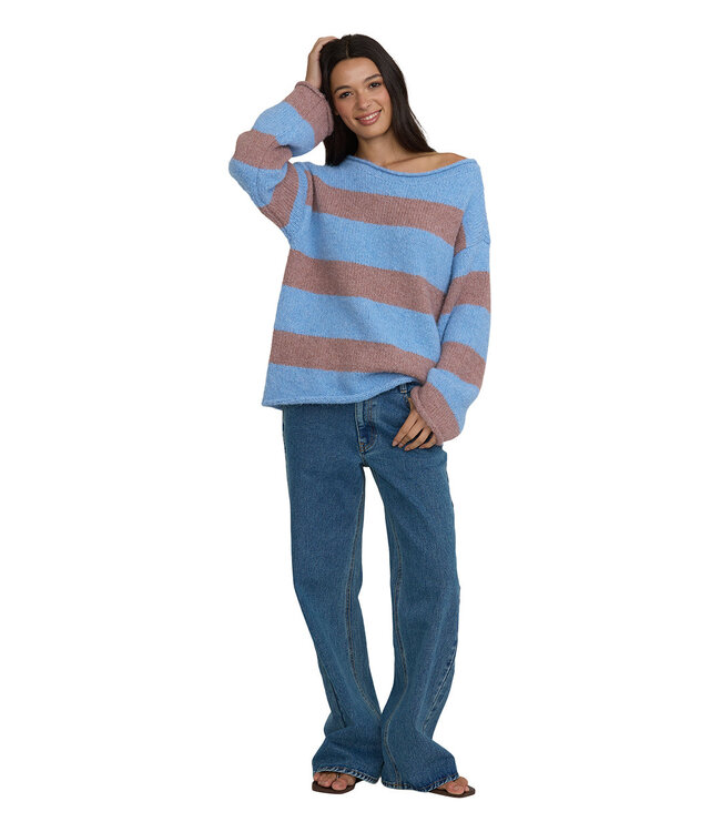 Billabong Seascape Off Shoulder Sweater Blue