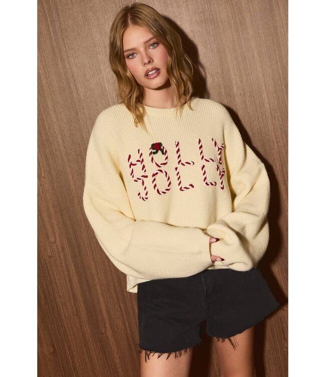LE LIS Holly Jolly Sweater Cream
