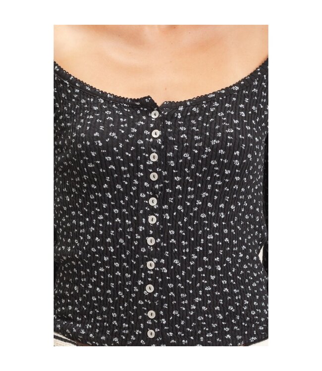 HYFVE Scout Floral Button Up Black