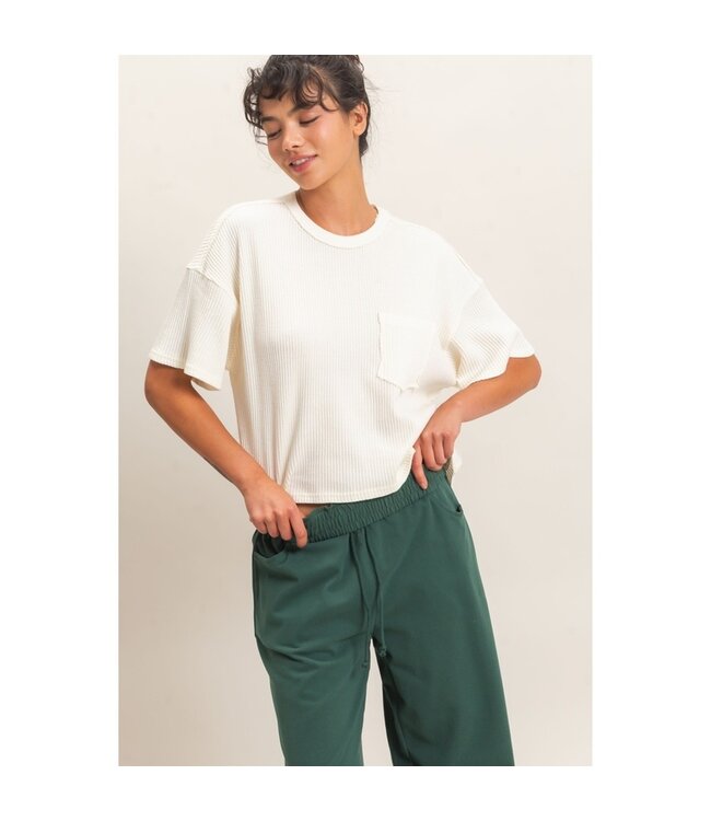 HYFVE Harlow Waffle Knit Tee Cream