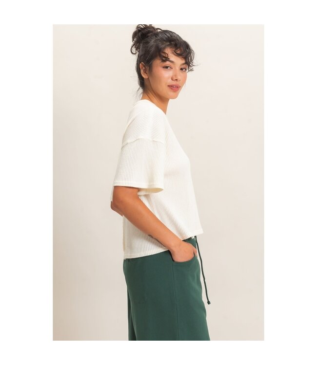 HYFVE Harlow Waffle Knit Tee Cream