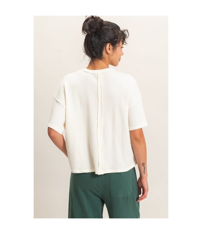 HYFVE Harlow Waffle Knit Tee Cream