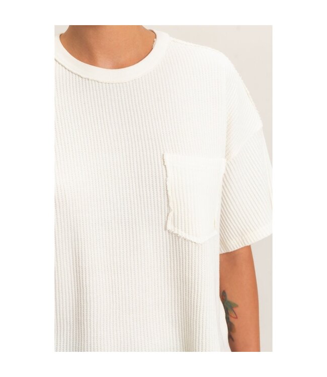 HYFVE Harlow Waffle Knit Tee Cream