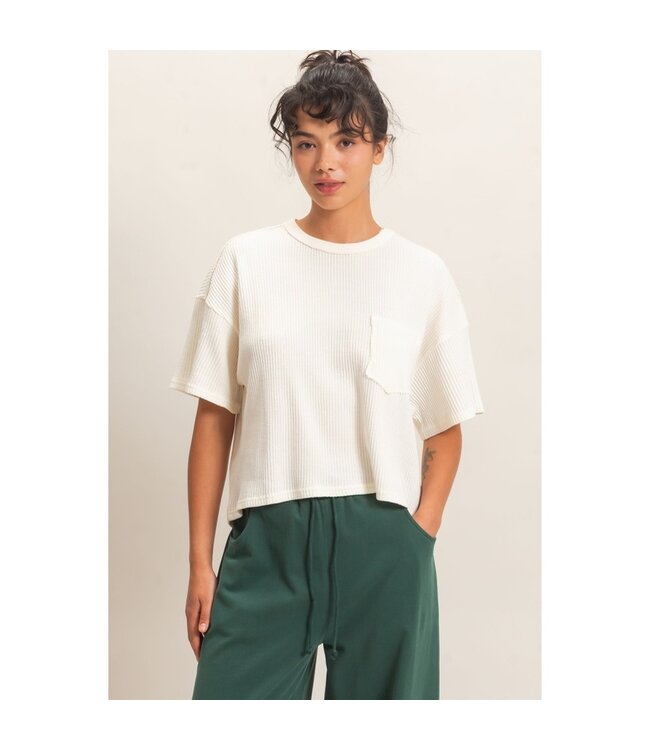 HYFVE Harlow Waffle Knit Tee Cream