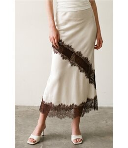 ET CLET Stefanie Satin Skirt Cream