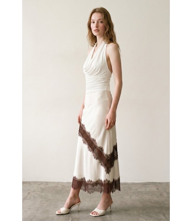 ET CLET Stefanie Satin Skirt Cream