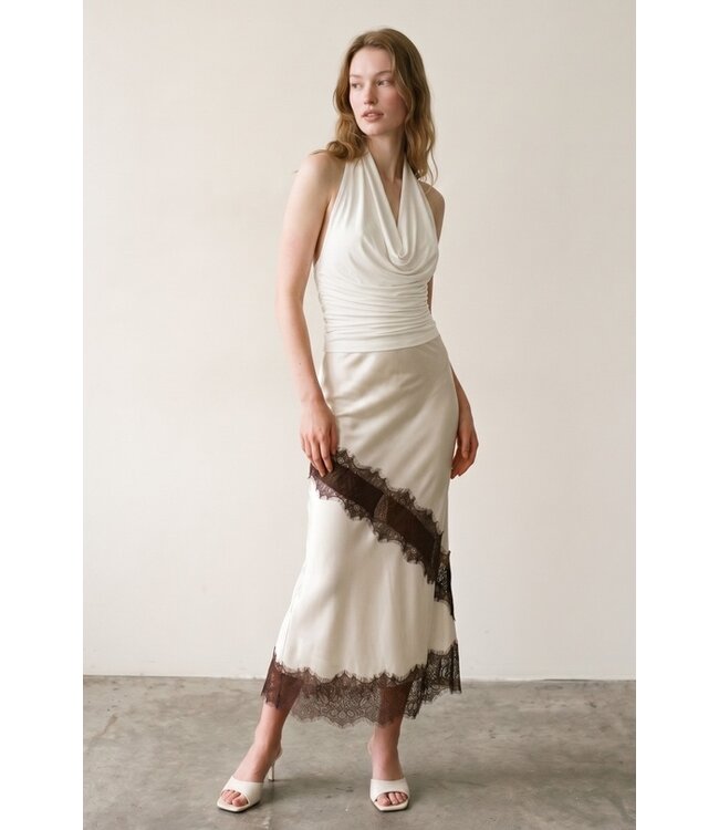 ET CLET Stefanie Satin Skirt Cream