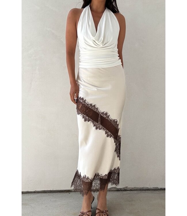 ET CLET Stefanie Satin Skirt Cream