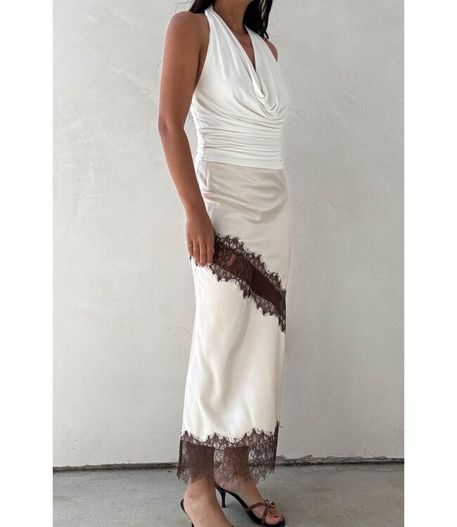 ET CLET Stefanie Satin Skirt Cream