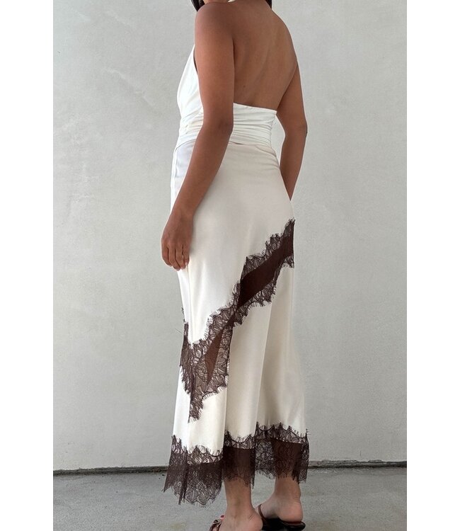 ET CLET Stefanie Satin Skirt Cream
