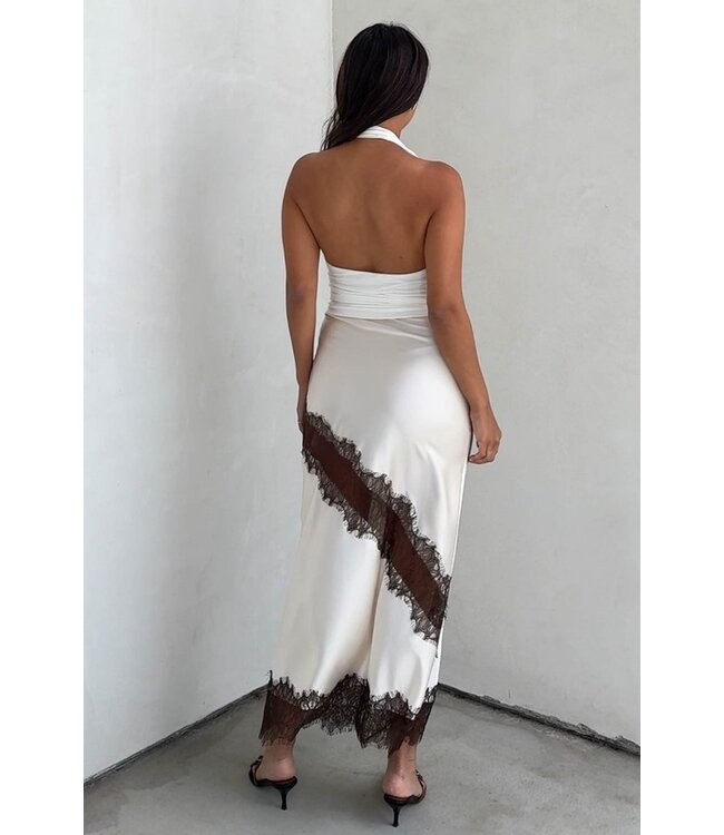 ET CLET Stefanie Satin Skirt Cream