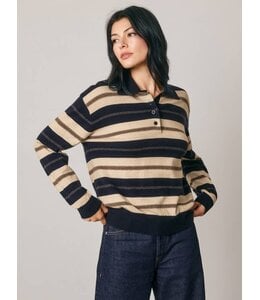DRESS FORUM Striped Collared Knit Sweater