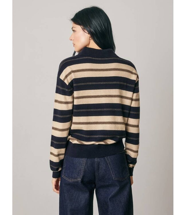 DRESS FORUM Striped Collared Knit Sweater