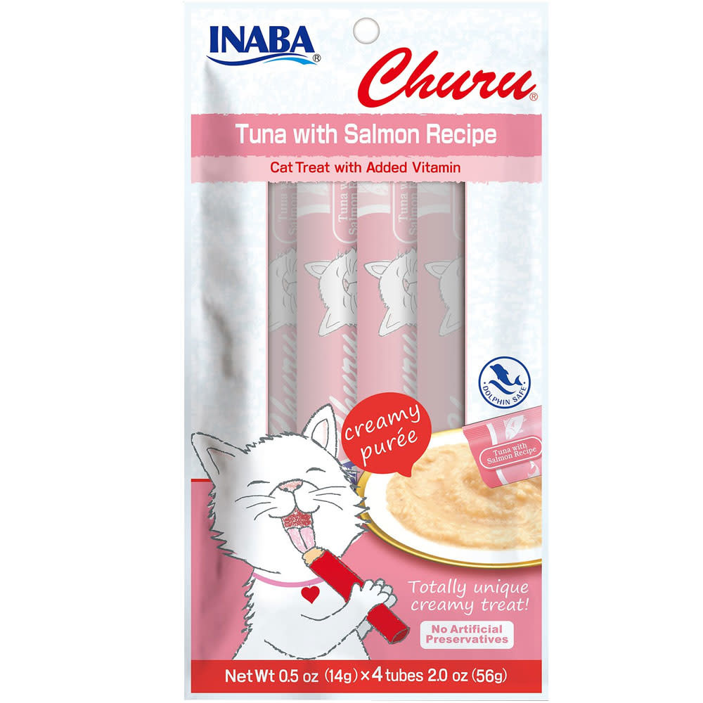 Inaba 2 oz Cat Churu Tuna Salmon Purees (4)