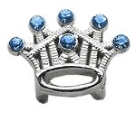 Slider Crystal Crown Charm Blue 3/8