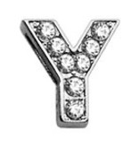 Y - 3/8" Clear Bling Letter Sliding Charms