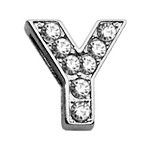 Y - 3/8" Clear Bling Letter Sliding Charms