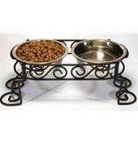 Stainless Elevated 3.5"H Scroll Feeder, 1 Pint each bowl