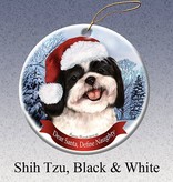 Pet Gifts Round Ornament Shih Tzu Black & White