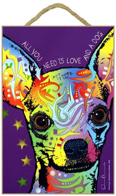 Russo Sign-Chihuahua - All you need is love and a dog (purple background)