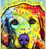 Russo Sign-Golden Retriever - All you need is love and a dog (blue & yellow background)
