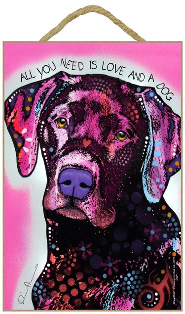 Russo Sign-Labrador - All you need is love and a dog (pink background)