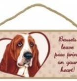 Wood Sign Basset Hound  leave paw prints on your heart!