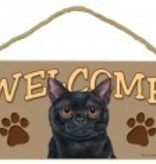 Wood Sign Cat-Black Welcome sign