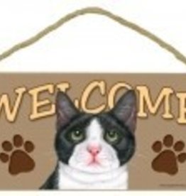 Wood Sign Cat-Tuxedo Welcome sign