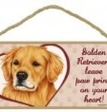 Wood Sign Golden Retreiver  leave paw prints on your heart!