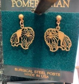 24k Gold Finished  Earrings Pomeranian