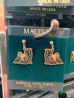 24k Gold Finished  Earrings Maltese
