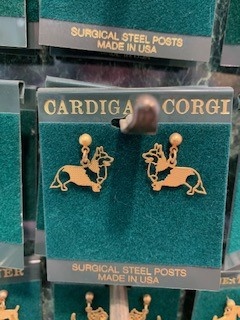 24k Gold Finished  Earrings Welsh Corgi Cardigan