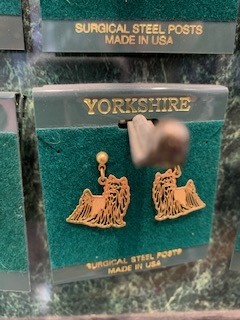 24k Gold Finished  Earrings Yorkshire Terrier