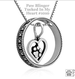 Sterling Silver Paw Blinger Enhancer w/Tucked In My Heart Pendant