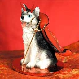 Devil Ornament Husky-Black/White-Blue Eye
