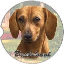 Absorbent Car Coaster - Dachshund, Red