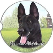 Absorbent Car Coaster - German Shepherd, Black