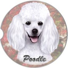 Absorbent Car Coaster - Poodle, White