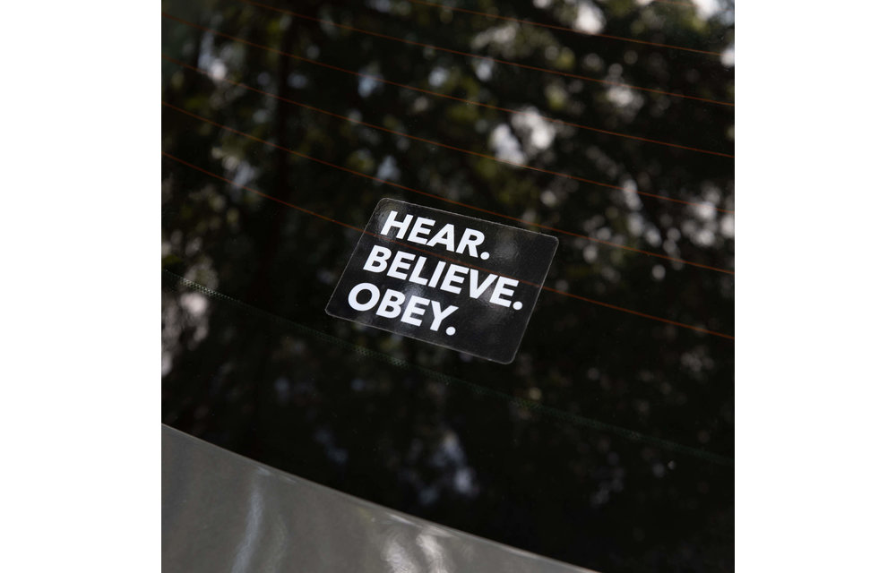 Sticker - Hear Believe Obey White