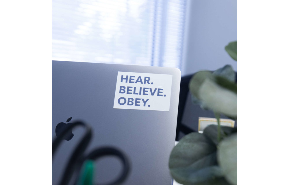 Sticker - Hear Believe Obey Blue