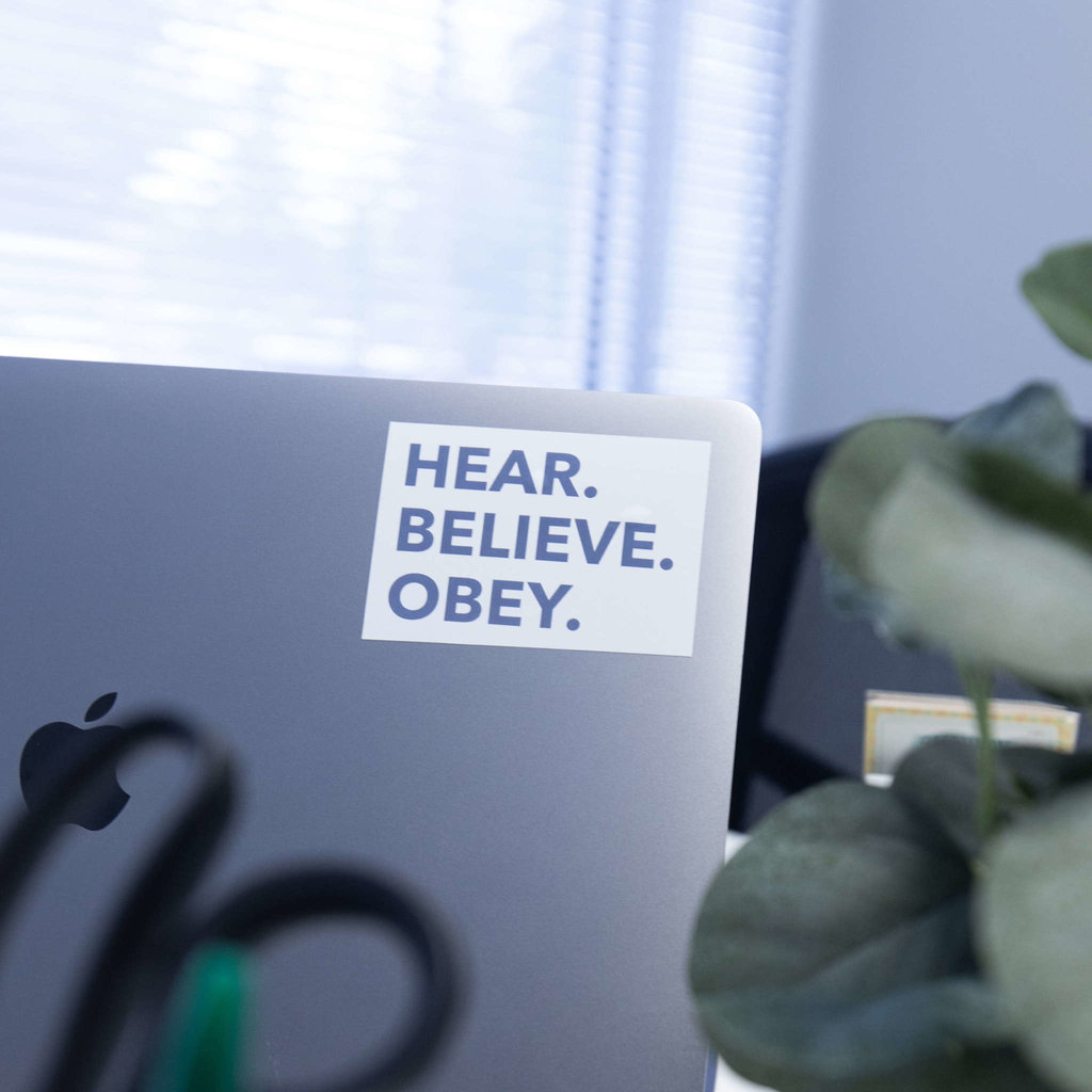 Sticker - Hear Believe Obey Blue