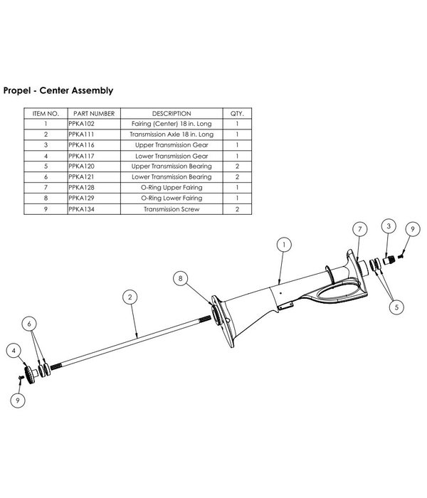 Native Watercraft Transmission Axle 19" 401+ Drive Units