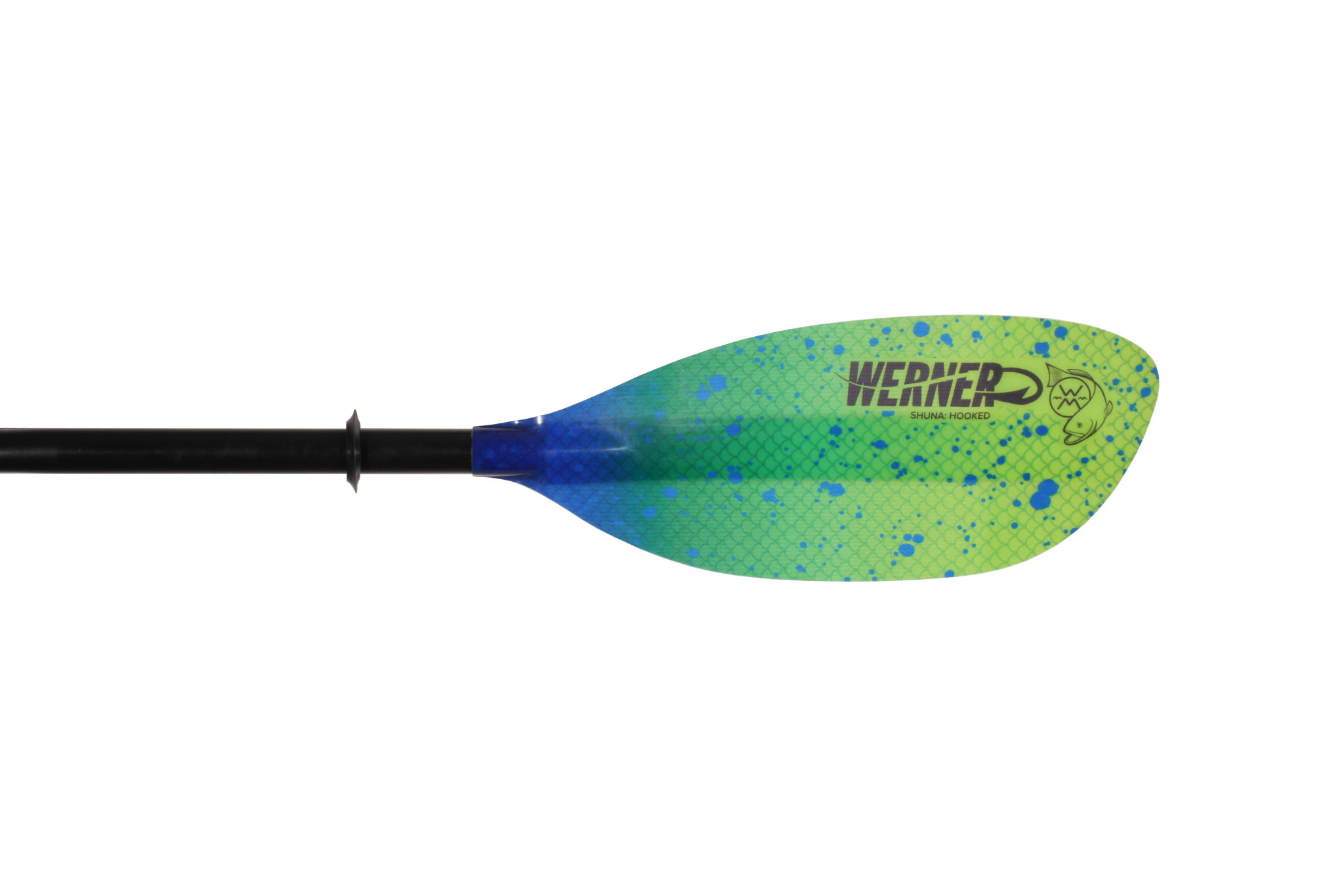 Werner Shuna Hooked Adjustable Straight Shaft Kayak Paddle 240-260 Catch Lime Drift